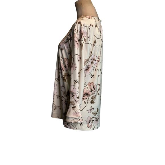 Karl Lagerfeld cream soft pink floral blouse size Medium - Picture 12 of 14